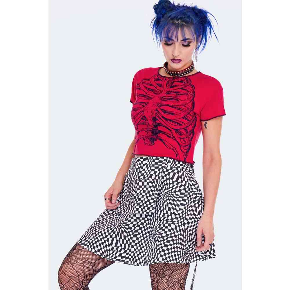 Jawbreaker - Ribs Printed Cropped Damen T-Shirt - Rot